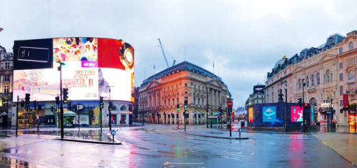 Deserted streets at Piccadilly Circus