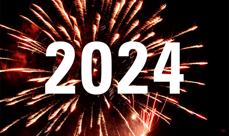 The numbers 2024 in front of some fireworks